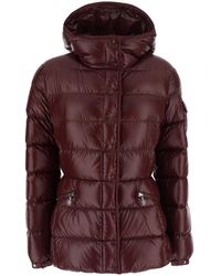 Moncler - 'Barante' Down Jacket With Hood And Applied Pocket On Sleeve With Logo Patch - Lyst