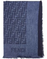 Fendi - Cotton And Wool Ff Scarf - Lyst