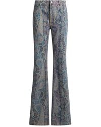 Etro - Flared Denim Jeans With A Floral Paisley Motif - Lyst