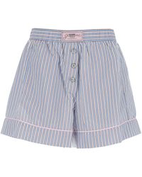Ganni - Shorts With Logo Patch On The Front And All-Over Striped Motif - Lyst