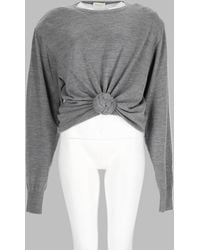 Magda Butrym - Wool Cropped Knot-Front Sweater - Lyst