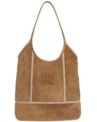 Miu Miu - Ivy Suede And Crochet Bag - Lyst