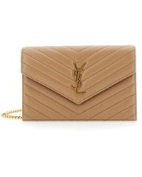 Saint Laurent - Mini Bag With Cassandre Plaque On The Front And Chain-Link Shoulder Strap - Lyst
