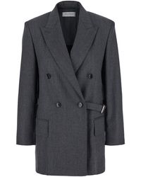 Max Mara - 'Latino' Double-Breasted Jacket With Peak Revers And Waist Belt - Lyst