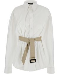 Balenciaga - Shirt With Pointed Collar And Adjustable Belt - Lyst