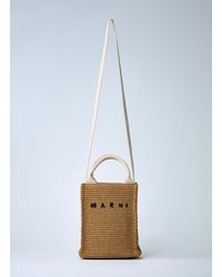 Marni - Mini Logo Motif Raffia Handbag - Lyst