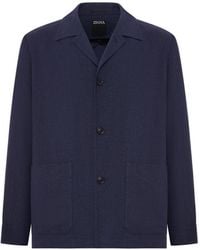 ZEGNA - Wool And Linen Mix Jacket With Patched Pockets - Lyst