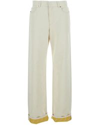 Fendi - Five-Pocket Design Jeans With Logo Patch On The Back - Lyst