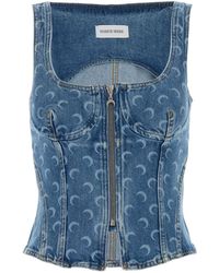Marine Serre - Moon Denim Bustier Top - Lyst