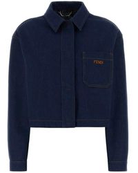 Fendi - Navy Blue Denim Jacket - Lyst