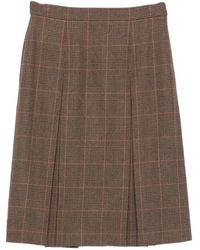 Saint Laurent - Prince Of Wales Midi Skirt - Lyst