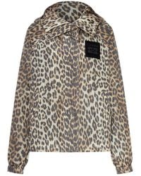 Ganni - Nylon Jacket With Leopard Print - Lyst