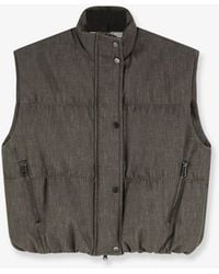 Brunello Cucinelli - Sleeveless Effect Twill-Denim Down Jacket - Lyst