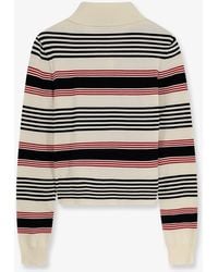 Celine - Striped Cotton Polo Sweater - Lyst