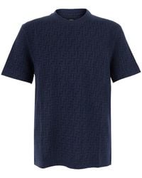 Fendi - Crew Neck T-Shirt With Ff All-Over Motif - Lyst