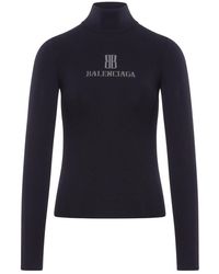 Balenciaga - Viscose Nano Bb High Neck Sweater - Lyst