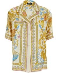 Versace - Bowling Shirt With Cuban Collar And All-Over Underwater Barocco Print - Lyst