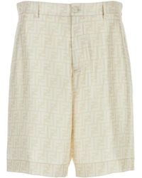 Fendi - Embroidered Silk Bermuda Shorts - Lyst