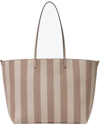 Fendi - 'Roll' Reversible Tote Bag With Two Top Handles And All-Over Striped Motif - Lyst