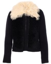 Marni - Wool Cardigan With Shearling Patches And Mending Logo - Lyst