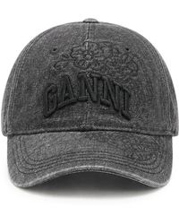 Ganni - Embroidered Denim Cap - Lyst