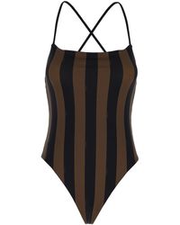 Fendi Logo One-piece Swimsuit in Black | Lyst