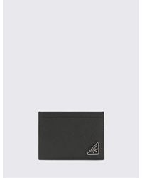 Prada - Calf Leather Card Holder With Triangle Logo - Lyst