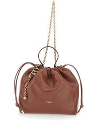 Chloé - Chloé 'Icons' Shoulder Bag With Drawstring Closure And Leather Chain Strap - Lyst