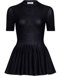Alaïa - Ultra Fine Wool Merino Peplum Top - Lyst