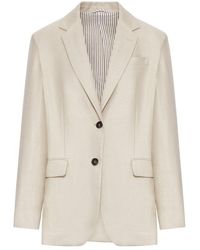 Brunello Cucinelli - Single-Breasted Tailored Linen Jacket - Lyst