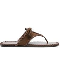 Prada - Suede Leather Thong Sandals - Lyst