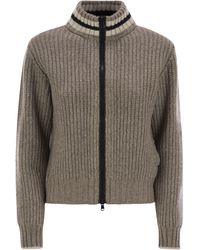 Brunello Cucinelli - Cashmere Cardigan With Shiny Trims - Lyst