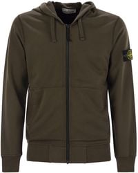 Stone Island - Sweatshirt With Zip And Drawstring Hood - Lyst