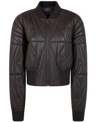 Moncler - Leather Bomber Jacket - Lyst