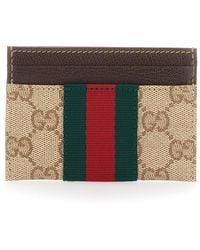 Gucci - Card Holder With Web Stripe And All-Over Gg Motif - Lyst