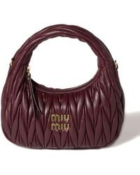 Miu Miu - Wander Matelassã Nappa Leather Small Hobo Bag - Lyst