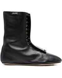 Celine - Leather Lace-Up Boots - Lyst