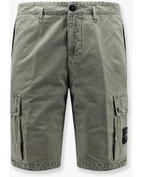 Stone Island - Organic Cotton Bermuda Shorts With Logo Patch - Lyst