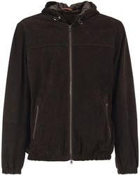 Herno - Suede Goatskin Hooded Jacket - Lyst