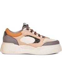 Fendi - Force Leather Sneakers With Ff Jacquard And Mesh Details - Lyst