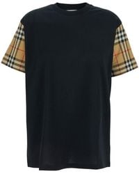 Burberry - Net Sustain Checked Poplin-Trimmed Cotton-Jersey T-Shirt - Lyst