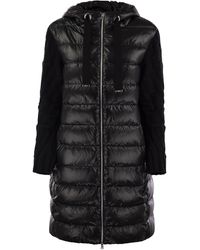 Herno - Elegant Long Down Jacket With Wool-Textured Sleeves - Lyst