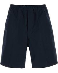 Prada - Dark Blue Poplin Bermuda Shorts - Lyst