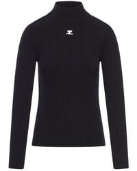 Courreges - Reedition Rib Knit Mockneck Sweater - Lyst