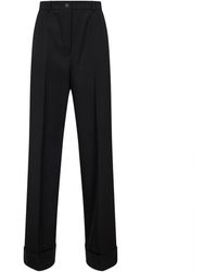 Dolce & Gabbana - Wool Gabardine Straight Trousers - Lyst