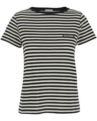 Moncler - And T-Shirt With All-Over Striped Motif And Logo Patch On The Chest - Lyst