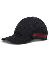 Gucci - Monogram-Pattern Striped-Trim Woven Cap - Lyst