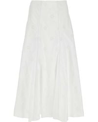 Chloé - Crisp Cotton Poplin Midi Skirt - Lyst