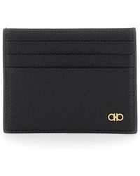 Ferragamo - Card Holder With Micro Gancini On The Front And Logo Lettering On The Rear - Lyst