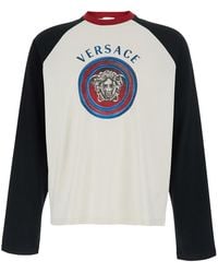 Versace - Long Sleeve T-Shirt With Printed Logo On The Front - Lyst